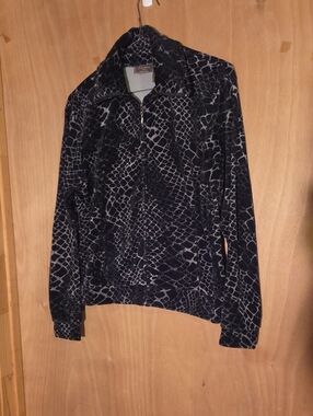 Jane Ashley Black Snake-Print Velour Zip Up